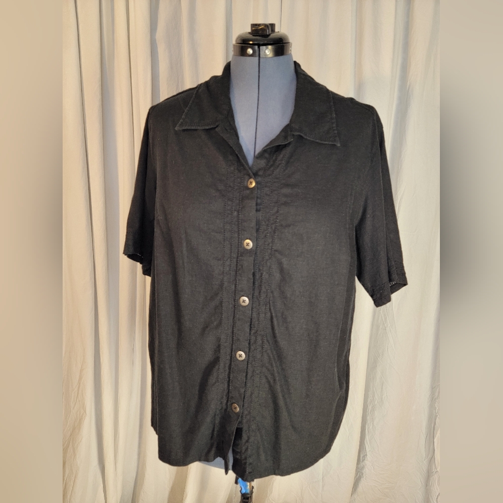 White Stag Woman Linen-blend Stretch Button-Down Shirt